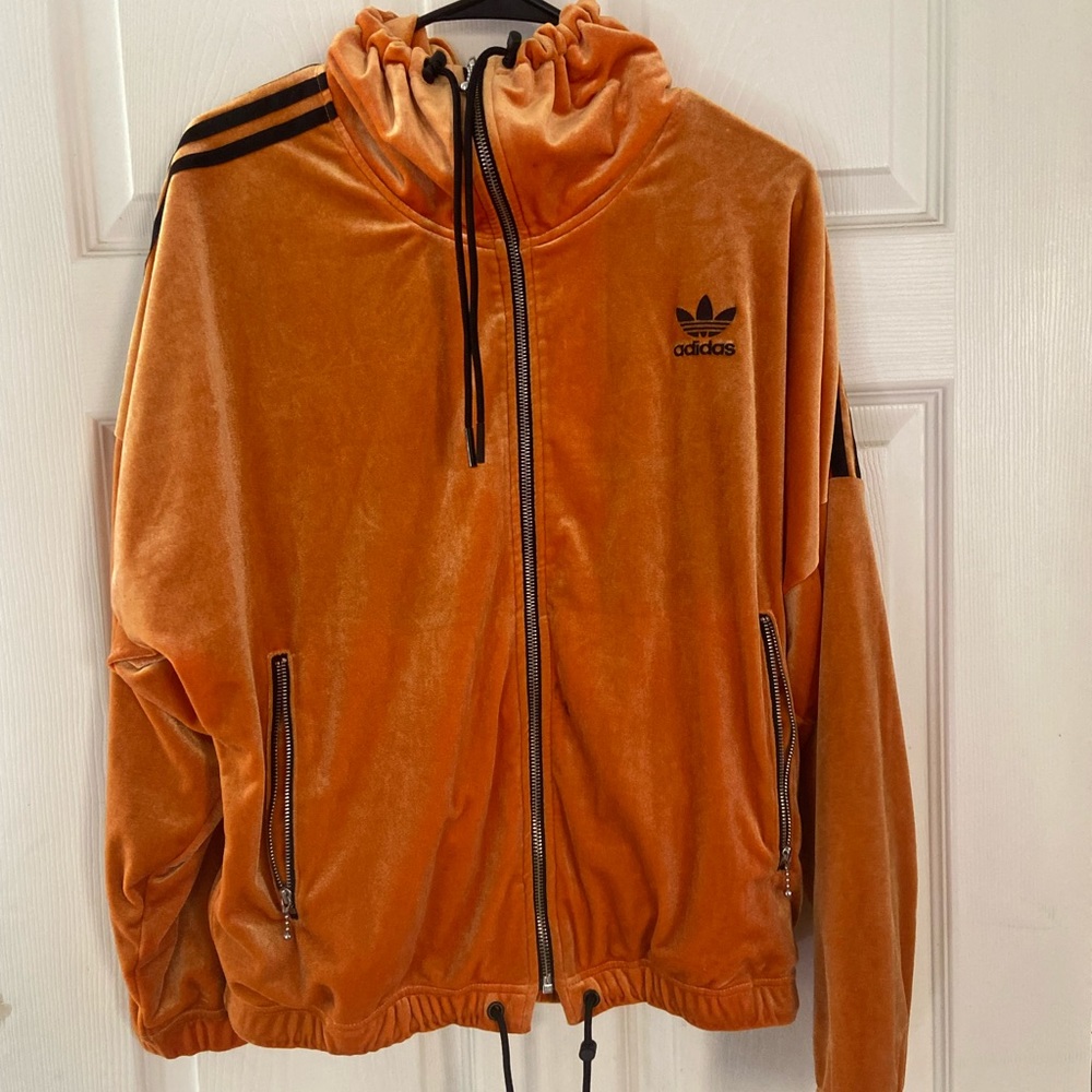 Women’s Adidas Orange Velour Zip Up